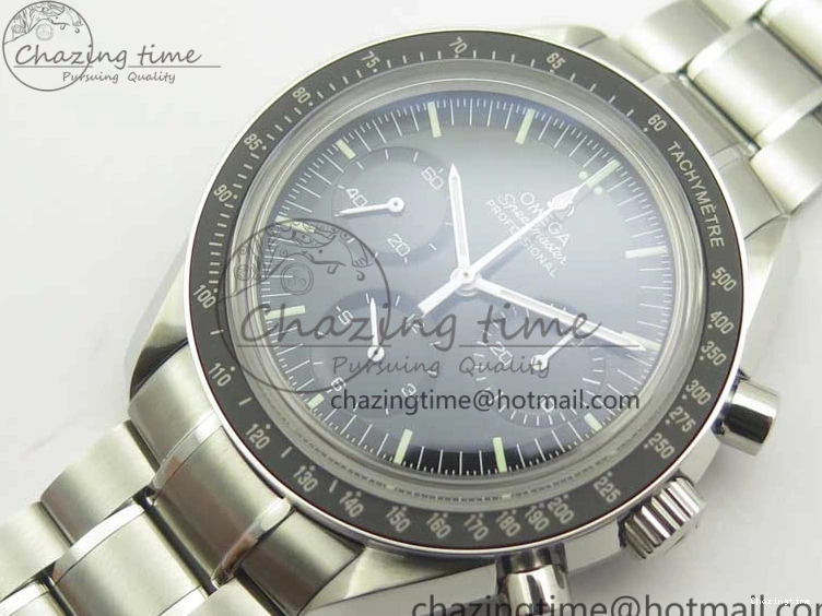 0419 Durable Speedmaster Professional SS OMF Best Edition Black Dial on SS Bracelet Manual Winding Chrono Movement 7995